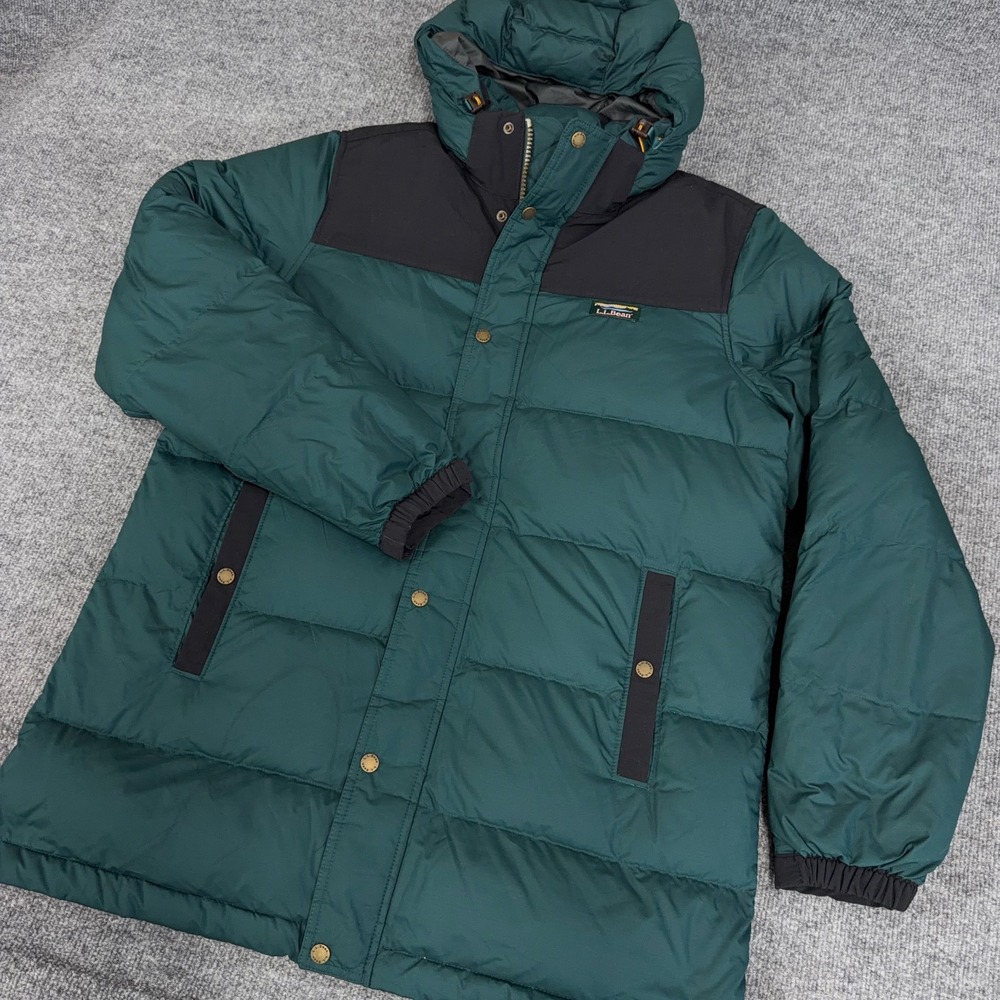 LL Bean Jacket Men Large Mountain Classic 650 Fill Down Parka Coat Green Puffer
